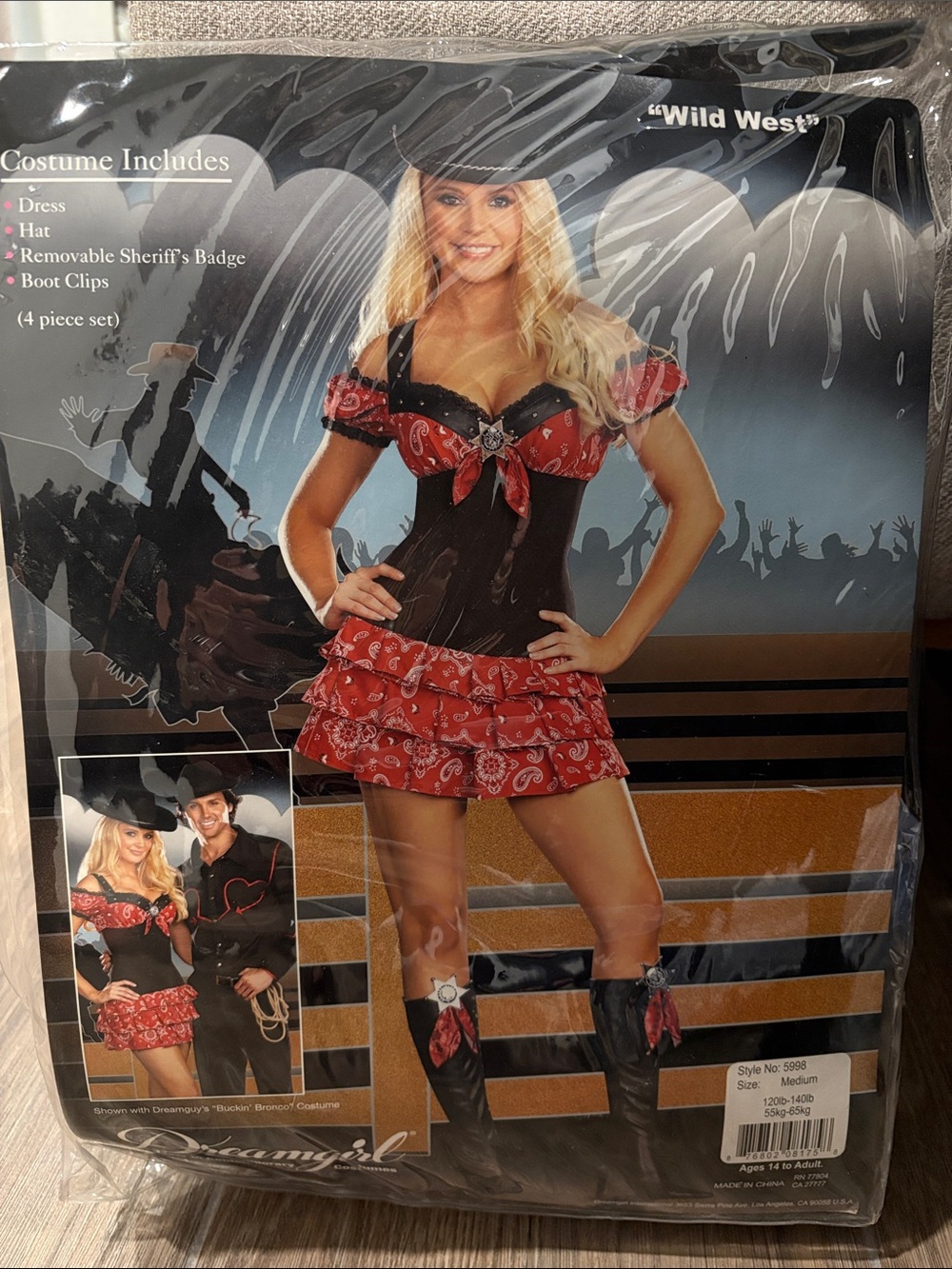 Dreamgirl Red & Black Wild West Cowgirl Halloween Costume